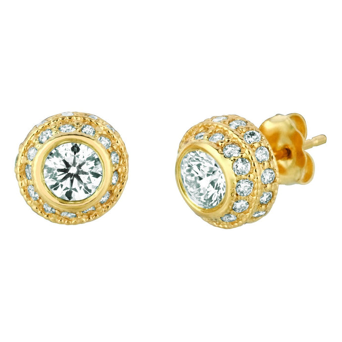 Echt Diamond Stud Earring 3 Karaat 14K Geel Goud
