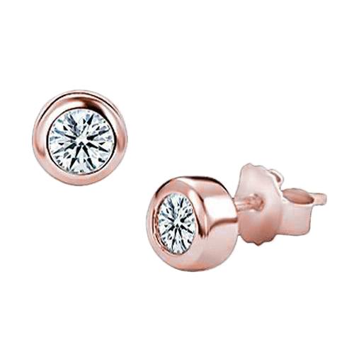 Echt Diamond Stud Earring Rose Gold Screw Back Yards Bezel Set 2.50 Carat