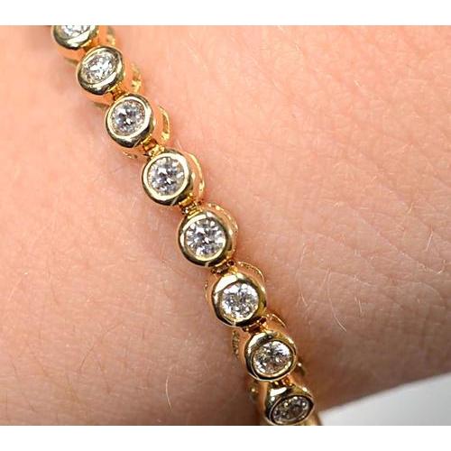 Echt Diamond Tennis Armband Vrouwen Bezel Set 5 Karaat Geel Gouden Sieraden - harrychadent.nl