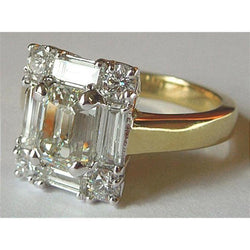 Natuurlijke uit de aarde gewonnen diamanten dames verlovingsring smaragdslijpsel 3.11 karaat tweekleurig