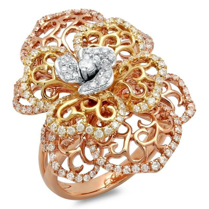 Echt Jugendstil-Sieraden Nieuwe Meerkleurige Gouden Vrouwenverlovingsring
