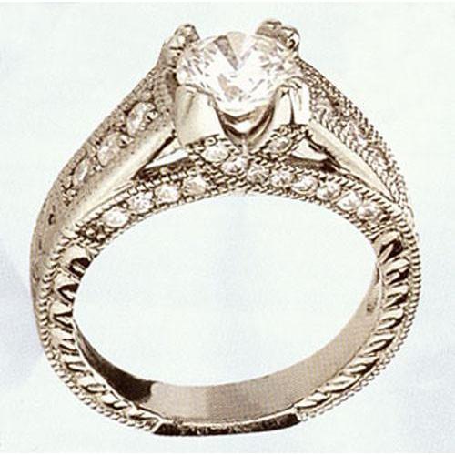 Echt Verlovingsring Kathedraal Instelling Antieke Stijl Wit Goud 14K