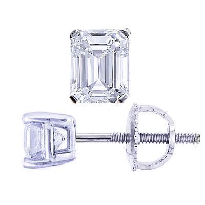 Echte 1.50 Ct Emerald Cut Diamant Stud oorbel Vrouwen Witgouden Sieraden