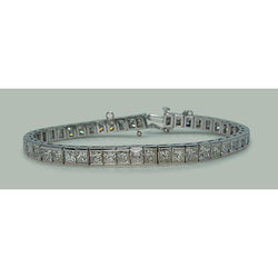 11,50 Karaat Princess Natuurlijke uit de aarde gewonnen Diamanten Tennisarmband Massief Witgoud