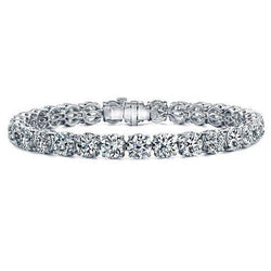 14.40 Karaat Rond Briljantslijpsel Natuurlijke uit de aarde gewonnen Diamanten Tennisarmband Wit Massief Goud
