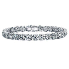 Afbeelding in Gallery-weergave laden, Echte 14.40 kt Ronde Briljant Geslepen Diamanten Tennisarmband Wit Massief Goud
