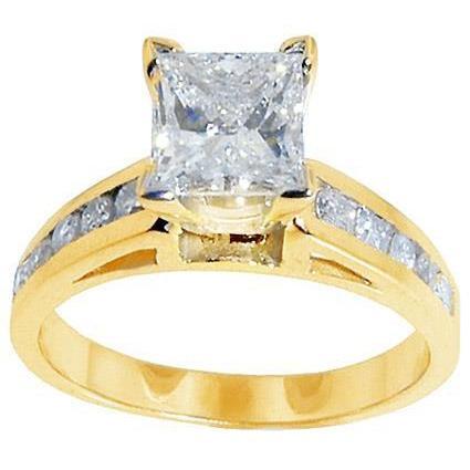 Echte 1,75 ct. Princess Cut Diamant Jubileum Geel Gouden Ring