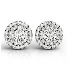 Afbeelding in Gallery-weergave laden, Echte 2 karaats Ronde Centrum Diamanten Ronde Studs Halo Paar Oorbel Goud
