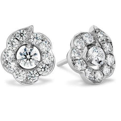 Echte 3.50 karaat Sprankelende Ronde Diamanten Halo Lady Stud Oorbellen