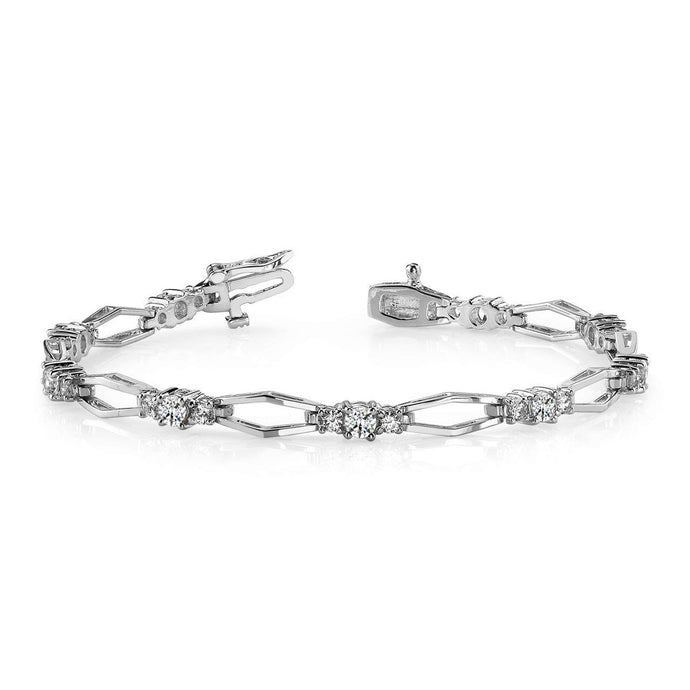Echte 4,50 Karaat Ronde Diamanten Schakelarmband Witgouden Sieraden 14K - harrychadent.nl