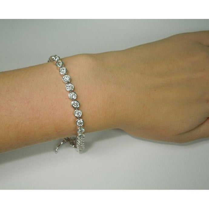 Echte 5 karaats Bezel Set Diamanten Tennisarmband Wit Goud - harrychadent.nl