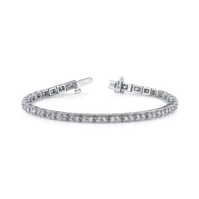 Echte 6,60 ct Ronde Vintage Dubbele Diamanten Doos Armband Wit Goud 14k - harrychadent.nl