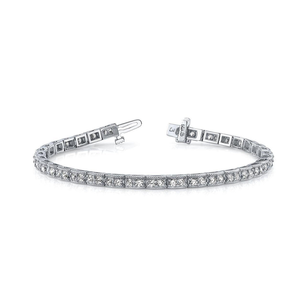 Echte 6,60 ct Ronde Vintage Dubbele Diamanten Doos Armband Wit Goud 14k - harrychadent.nl