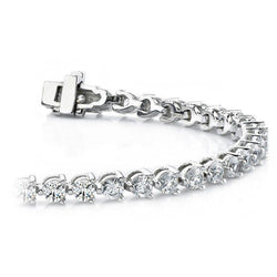 Echte 6 kt Ronde Geslepen Diamanten Tennisarmband Wit Goud 14K Sprankelend