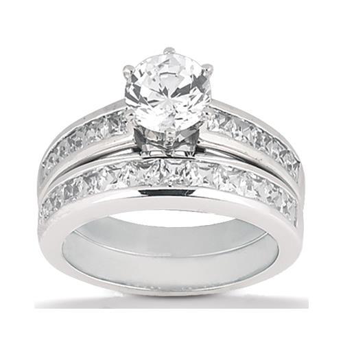 Echte Diamanten Verlovingsring Set 2,85 karaat Rond en Prinses Geslepen - harrychadent.nl