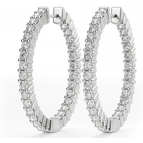 Echte Griffen Set Briljant Geslepen 4,00 karaat Diamanten Hoepel Oorbellen Wit Goud - harrychadent.nl