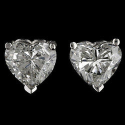 Echte Prong Set Heart Cut Solitaire DiamantStud oorbel Solid Gold Jewelry
