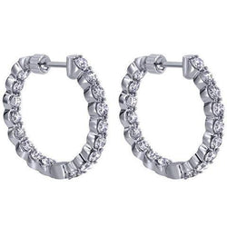 Echte Ronde Briljant Geslepen 4.10 Ct Diamanten Dame Hoop Oorbellen Goud Wit