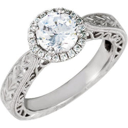Echte Ronde Diamanten Vintage Stijl Halo Ring 1,66 karaat Met Filigraan Vrouwen Sieraden Nieuw