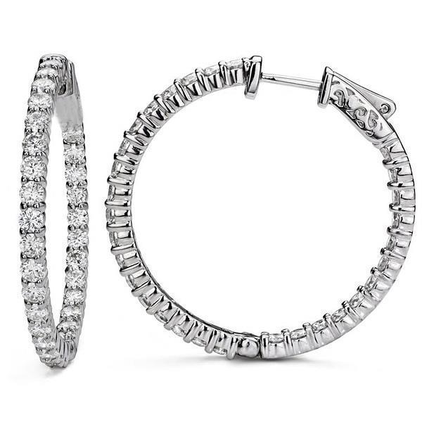 Echte Ronde Geslepen 5,40 ct Sprankelende Diamanten Dames Hoepel Oorbellen Goud 14K - harrychadent.nl