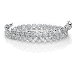 11.25 Ct Kastzetting Rond Geslepen Natuurlijke uit de aarde gewonnen Diamanten Tennisarmband Witgoud