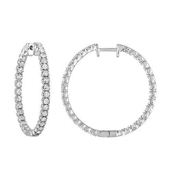 Echte Sprankelende 4,10 ct Briljant Geslepen Diamanten Hoepel Oorbellen Goud Wit
