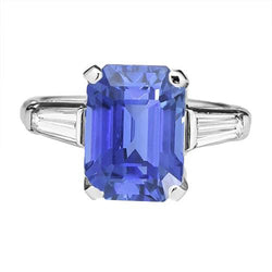 Edelsteen 3 stenen ring smaragd blauwe saffier 2,50 karaat vrouwen sieraden