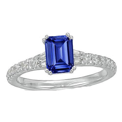 Edelsteen Blauwe Saffier Ring Baguette & Ronde Accenten 3,50 Karaat