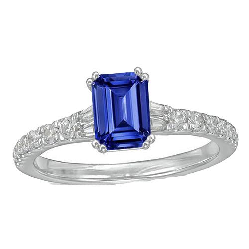 Edelsteen Blauwe Saffier Ring Baguette & Ronde Accenten 3,50 Karaat - harrychadent.nl