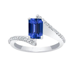 Edelsteen Blauwe Saffier Ring Pave Set Accenten Spanning Stijl 2,50 Karaat