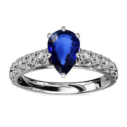 Edelsteen Ceylon Saffier Verlovingsring & Diamanten 3 Karaat Goud