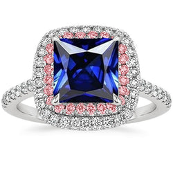 Natuurlijke Saffier Ring 6.50ct - Witgoud 14K