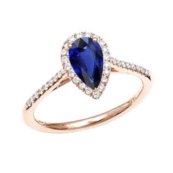 Edelsteen Diamanten Sieraden Halo Peer Ceylon Saffier Ring 3.50 Karaat