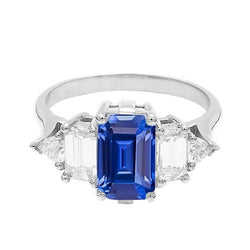 Edelsteen Emerald Blue Sapphire Ring 2,50 karaat diamanten gouden sieraden