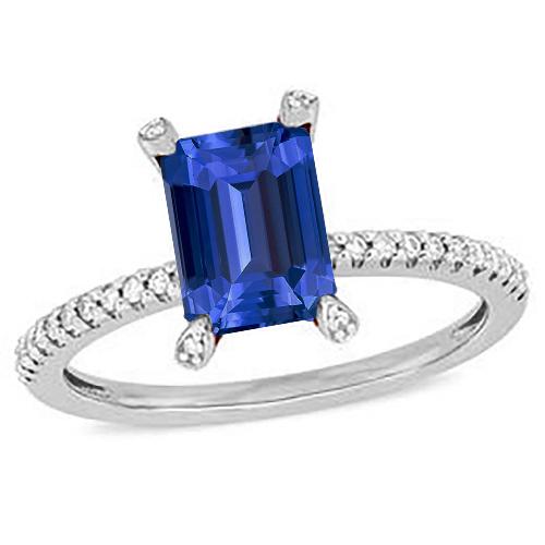 Edelsteen Emerald Blue Sapphire Ring & Pave Set diamanten 3 karaat - harrychadent.nl
