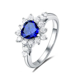 Edelsteen Halo Hart Blauwe Saffier & Diamanten Ring Sterstijl 3 Karaat