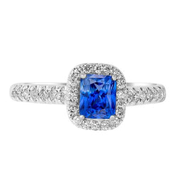 Edelsteen Halo Sapphire Ring 2.50 karaat mantel Set diamanten sieraden