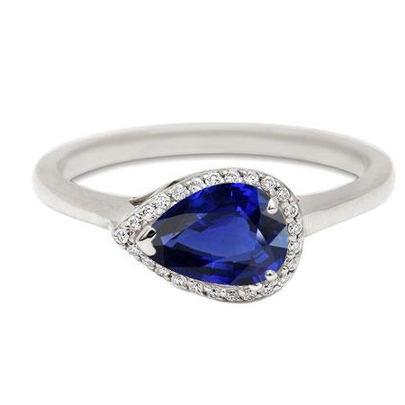 Edelsteen Halo Sapphire Ring Peer geslepen 2,50 karaat ronde diamanten sieraden - harrychadent.nl