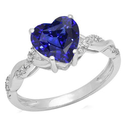 Edelsteen Hart Blauwe Saffier Ring Gedraaide Stijl 3.50 Karaat Diamanten