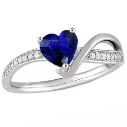 Edelsteen Hart Blauwe Saffier Ring Twisted Shank Diamanten 2,50 Karaat