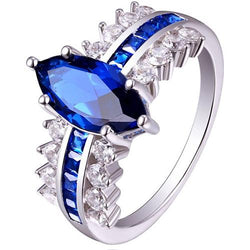 Edelsteen Markiezin & Prinses Blauwe Saffier Diamanten Ring 6,50 Karaat