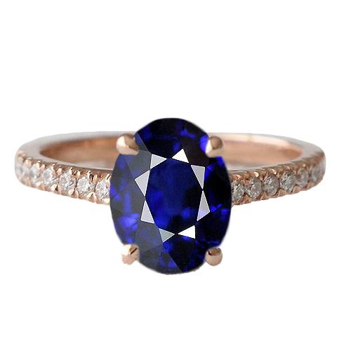 Edelsteen Ovale Ring Blauwe Saffier & Pave Set Diamanten 3,50 Karaat - harrychadent.nl