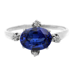 Edelsteen Ring Blauwe Saffier & Diamanten 5 Stenen Sieraden 3.50 Karaat