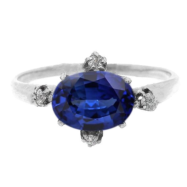Edelsteen Ring Blauwe Saffier & Diamanten 5 Stenen Sieraden 3.50 Karaat - harrychadent.nl