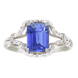 Edelsteen Ring Emerald Ceylon Sapphire Ring Split Shank 4 karaat