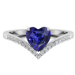 Edelsteen Ring Enhancer Blue Sapphire Heart Cut 3 karaat gouden sieraden