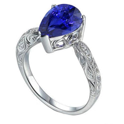 Edelsteen Ring Filigraan Schacht Ceylon Saffier & Diamanten 2 Karaat
