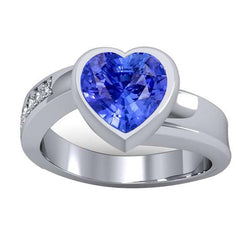 Edelsteen Ring Hart Bezel Set Ceylon Sapphire 2.25 Karaat Sieraden