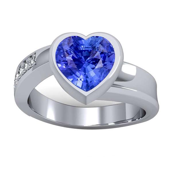 Edelsteen Ring Hart Bezel Set Ceylon Sapphire 2.25 Karaat Sieraden - harrychadent.nl