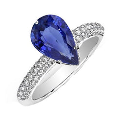 Edelsteen Ring Peer Ceylon Saffier & Pave Set Diamanten 5,50 Karaat